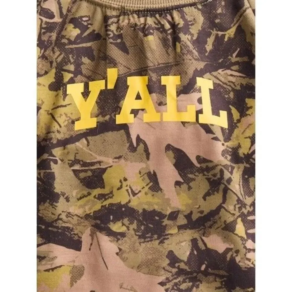 Kacey Lee Camo Print Y'all Pet Tee for Cats and Dogs, Green, Large - 25- 45 Lbs